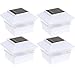 4 Pack Solar Power Square Outdoor Post Cap Lights for 4x4 PVC Posts by GreenLighting (White)
