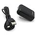 2-in-1 Home Wall AC Charger USB Adapter Data Cable Sync Cord [Folding Prongs] Black for Consumer Cellular Doro PhoneEasy 626 - Consumer Cellular Huawei Vision 3 LTE