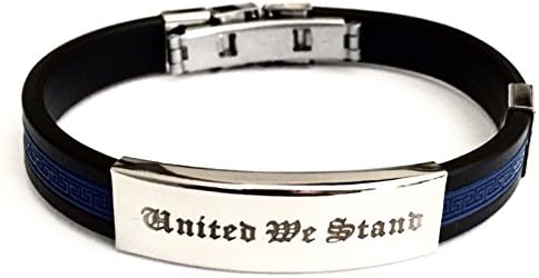 Police Lives Matter Thin Blue Line Rubber Silicone Health ID Bracelet - United We Stand
