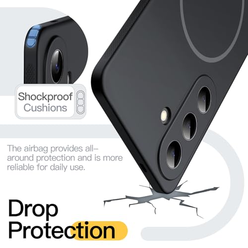 JETech Slim Magnetic Case for Galaxy S26 Plus, Non-Slip, Black | Compatible with MagSafe, Full Camera Lens Protection, Soft TPU Case, Anti-Shock