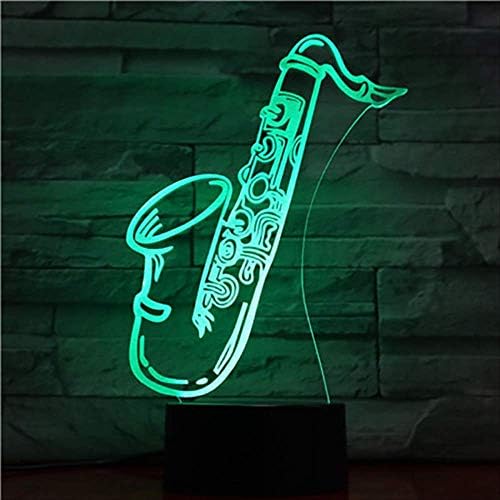 zhkn Creative Digital Alarm Clock Base Night Light Saxophone Picture 3D Led 7 Colors Usb Power Night Light Atmosphere Lamp For Home Decoration And Child'S Gift