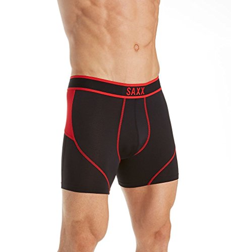 Saxx Men's Kinetic Boxers Underwear X-Large Black/Red