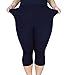 Zerdocean Women's Modal Plus Size Basic Capri Leggings Navy 2X