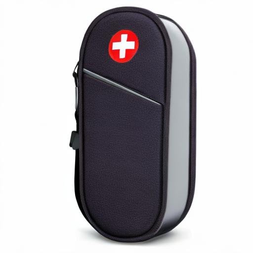 SITHON EpiPen Medical Carrying Case Insulated, Travel Medication Organizer Bag Emergency Medical Pouch Holds 2 EpiPens, Asthma Inhaler, Anti-Histamine, Auvi-Q, Allergy Medicine Essentials, Black