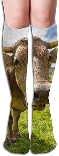 Unisex Long Stocking Big Head Cow Fashion Long Hose Knee High Sock For Mens Women