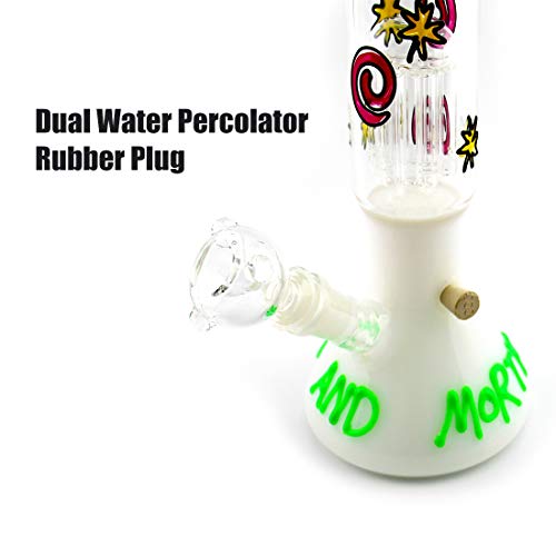 Ulimitx Glass Craft Tube, 15 Inch Dual Water Percolator with Ice Shelf and Rubber Plug - Thumbnail 3