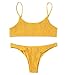 PRETTYGARDEN Women's 2 Piece Bikini Set Cut Out Halter Solid Bathing Suit Swimsuit (Yellow, Medium)