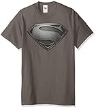 Trevco Men's Superman Man of Steel Desaturated T-Shirt, Charcoal, Large