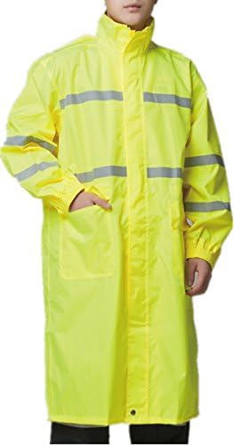 Rainfly Men's Yellow Reflective Hooded Long Rain Coat