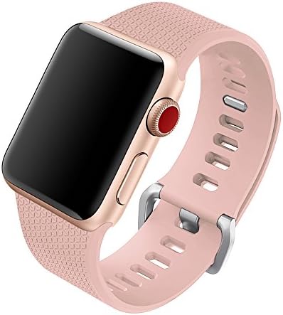 For Apple Watch Band,Guangzhi Soft Silicone Replacement Wrist Strap Band with Aluminum Buckle for iWatch Apple Watch Series 3,Series 2,Series 1,Sport,Edition,38mm,Vitage Rose