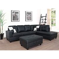 Lifestyle Furniture - Juego de sofá seccional de piel contemporánea