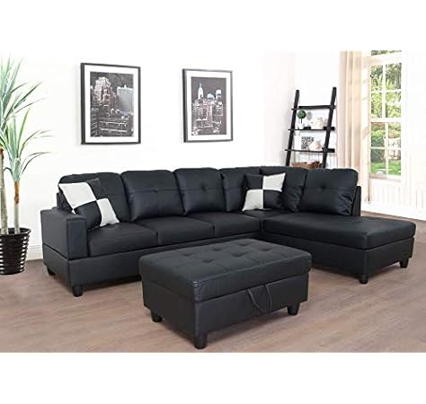 Amazon Com Verxii Sectional Sofa Set Right Hand Facing 105 X 76 X 33 Black 1901b Kitchen Dining