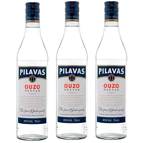 Ouzo Pilavas Nektar 3x 0,7l 40% Vol. | Milder Ouzo aus Patras | + 20ml Jassas Olivenöl