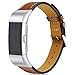 Dizywiee for fitbit charge 2 bands, Fitbit charge 2 accessory wristband with stainless steel connector, Genuine leather charge 2 replacement bands women men
