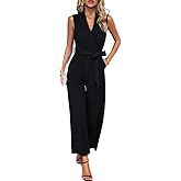 JTNFairy Summer Jumpsuits for Women Dressy Casual Sleeveless One Piece Outfits High Waisted Wide Leg Pant Long Rompers