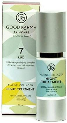Marine Collagen Night Repair Treatment by Good Karma Skincare. Rejuvenate Wrinkled, Sagging, or Sun-Damaged Skin. Holistically Designed & Formulated to deeply penetrate the dermal layers. Gluten Free
