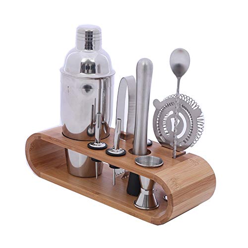 Cocktail Set bildet Barkeeper Kit, Cocktailshaker-Set mit Bambus stehen, Mischen und Dachverstrebung for Privatanwender…