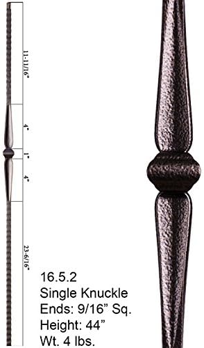 Copper Vein 16.5.2 Single Knuckle Gothic Iron Baluster for Staircase Remodel , Box of 5