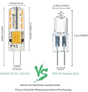 BOGAO G4 Bombillas LED AC DC 12V 2 vatios Reemplaza las lámparas