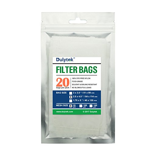 Dulytek Filter Bags, 25 Micron, 2.5 x 4.5 inches, 20 Pcs, Nylon Screen