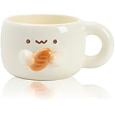 Tmtior Creative Kawaii Anime Ceramic Coffee Mugs,10 oz Hand-made Tea Cups, Cute Gifts For Women Men Kids (Bread)
