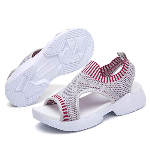 Londony Women's Athletic Walking Shoes Casual Mesh-Comfortable Work Sneakers Lightweight Mesh Slip on Sneakers Gray - Thumbnail 5