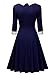 Miusol Women's Vintage Polo Neck Wear To Work Business Dress, Navy Blue, Medium