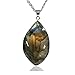 Natural Labradorite Spectrolite Stone Charm Rock Crystal Pendant Necklace 20 Inch