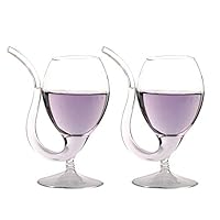 LOHOME 2 Pack Creative Vampire Filter Red Wine Glass, Clear Juice Cup, Goblet With Drinking Tube Straw High Gorosilicate Glass Wine Decanter (300ml/10oz) (2)