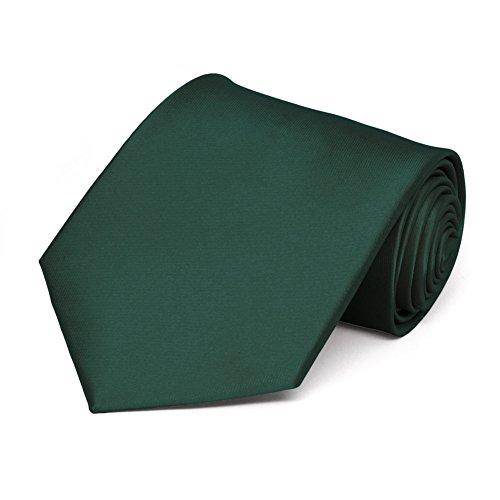 TieMart Hunter Green Extra Long Solid Color Necktie, 67