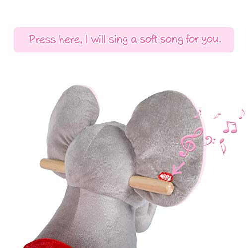 Peach Tree Rocking Horse Elephant Plush Rocker Horse Kids Ride On Toy Child Rocking Animal - Thumbnail 4