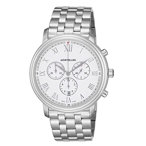 MONTBLANC(モンブラン) Tradition Automatic Watch Dial Sapphire Glass Automatic Swiss Fountain Pen Ballpoint Watch Men's, multicolor (white /silver), Bracelet Type