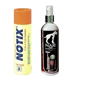Nap Pet India Combo Dog Flea Tick Powder 100 Gm & Candy Apple Flavor Perfume Spray, 200 Ml
