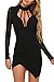 YOINS Sexy Black See Through Long Sleeves Irregular Hem Open Back Mini Dress
