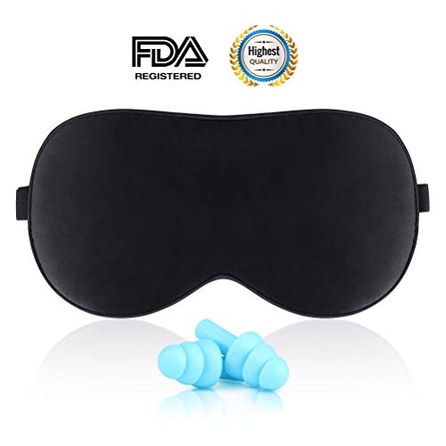 Sleep Mask for Woman and Man with Adjustable Straps Super Soft Skin-Friendly Pure Cotton Filled Blindfold with Ear Plugs for Men Women Kids