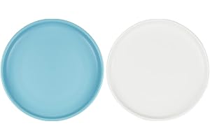 Pawdoer Ceramic Shallow Cat Dish 6 inch, Whisker Fatigue Free Cat Food Bowls, Wide and Small Pet Plate for Kitten and Kitty, Short Legged Munchkin Cat