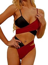 Lilosy Sexy Wrap Criss Cross Cutout Two Tone Color
