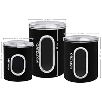 Amazon Com Mixpresso 3 Piece Black Canisters Sets For The Kitchen