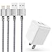 Atizzy Phone Charger High Speed Data Sync Transfer & Charging Nylon Braided USB Cable 2 Pack 6 FT with Dual USB Wall Charger Compatible with Phone X/8/8 Plus/7/7 Plus/6/6 Plus/6s/6s Plus/5/5s/5c/SE