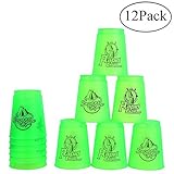 Bestie-Gear Quick Stacks Cups, Sports Stacking Cups Speed Training Set of 12 with Carry Bag (Green)