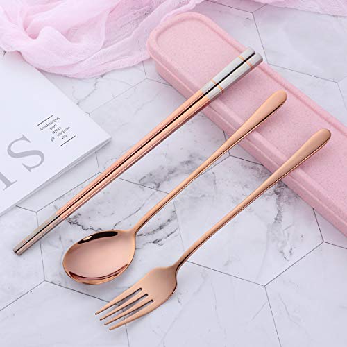 Do Buy 3 Piece Portable Flatware Set, Chopsticks, Fork and Spoon with Travel Case