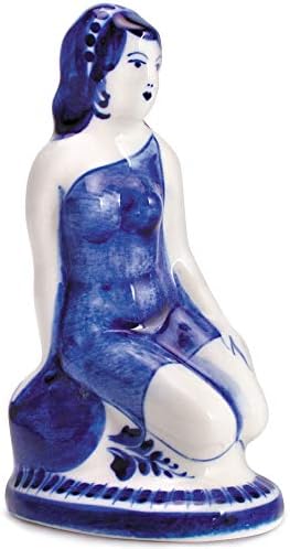 Virgo Zodiac Figurine. Blue and White Porcelain. Gzhel