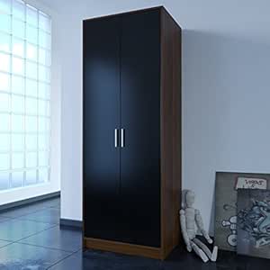 Home Source Casa Fuente Armario Negro Brillante Nogal Armario de 2