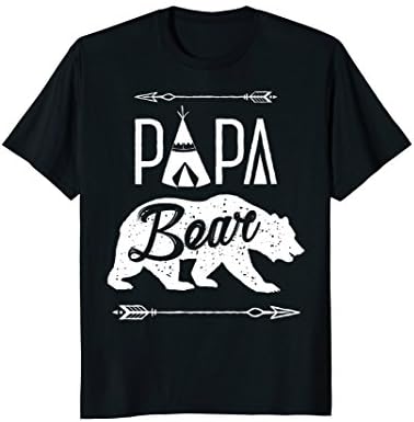Mens Papa Bear T shirt Fathers Day Family Matching Couple Men Tee Large Black