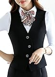 Vocni Women's V-Neck Sleeveless 3 Button Fully Lined Slim Fit Economy Dressy Suit Vest Waistcoat