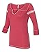 MV Sport-Ladies' Hailey Henley 3/4 Sleeve T-Shirt-W1454-LG-Red