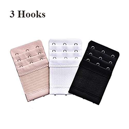 Auony 6 Pack Women's Bra Strap Extenders,2 Hooks/3 Hooks/4 Hooks Elastic Stretchy Bra extension Strap â€¦ (6 Pack 3 Hooks/4 Hooks)