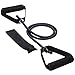 REEHUT Single Resistance Band Exercise Tube with Handle, Door Anchor and Manual, for Resistance Training, Physical Therapy, Home Workouts, Fitness, Pilates, Boxing Strength Training - Black