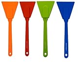Kitchen Meister Silicone Scraper, 9 ½ X 3 ½ Inch With Sturdy Plastic Handle. Set Of 4, Asst Colors