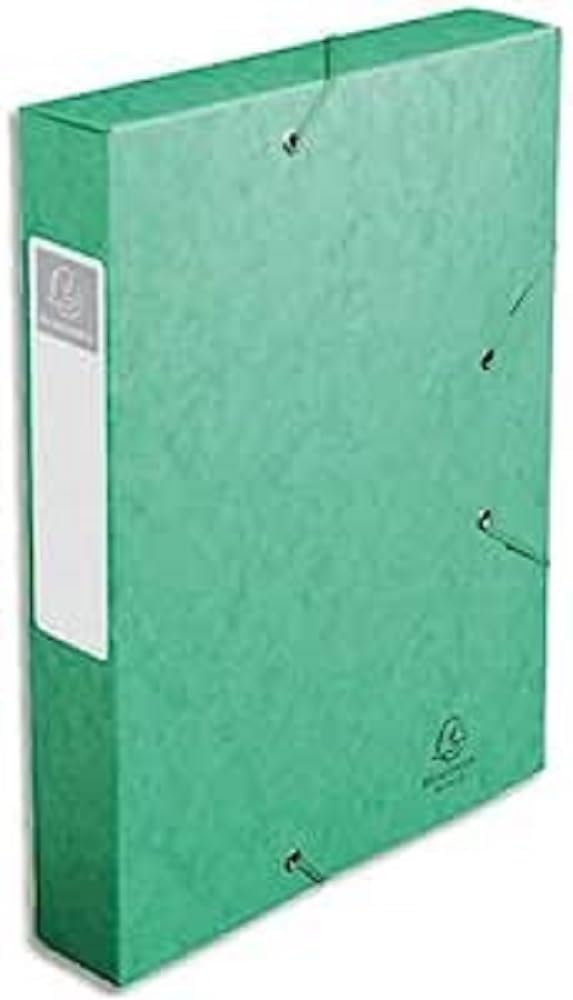 Exacompta - Ref 16003H - Cartobox Pressboard Filing Box - 25 x 33cm, Suitable for A4 Documents, Elastic Straps on 2 Corners, 60mm Spine, FSC-Certified - Green (1 Item)